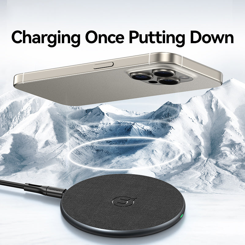 USAMS US-CD223 15W Ultra Slim Wireless Charger Aluminum Alloy Desktop Wireless Charging Pad USAMS US-CD223 15W Ultra Slim Wireless Charger Aluminum Alloy Desktop Wireless Charging Pad